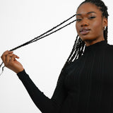 Pimkie High Neck Knitted Rib Maxi Dress With Back Cut Out In Black