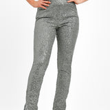 4th & Reckless Petite Exclusive Sequin Split Hem Leggings In Gunmetal