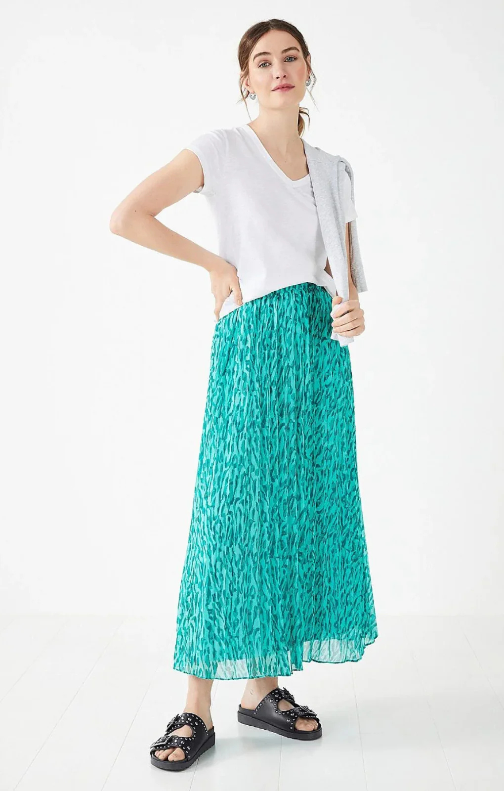 Hush Chiffon Pleat Skirt In Abstract Animal Print – skirts by Hush, available to rent from Hirestreet