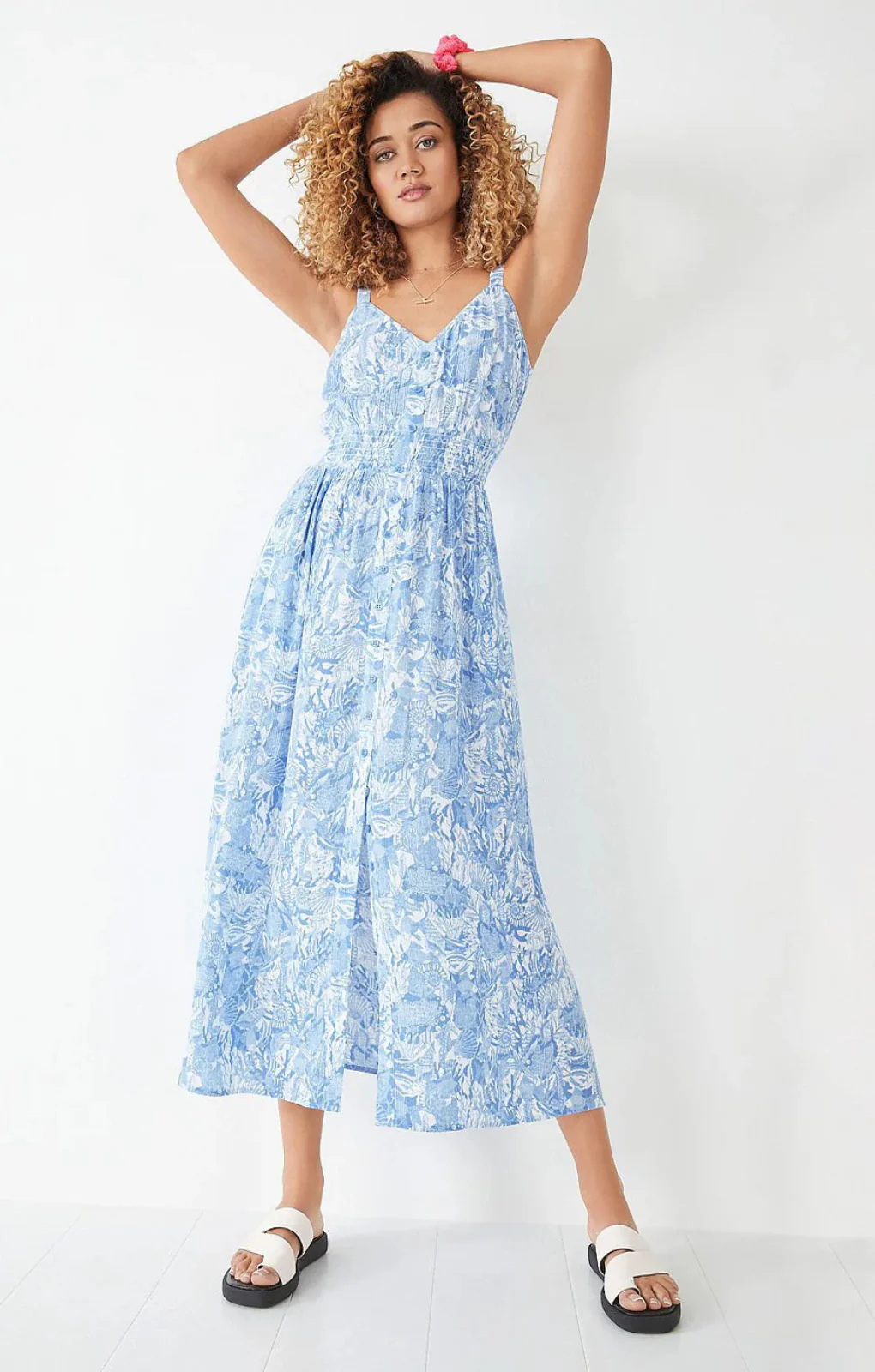 Hush Evelina Shirred Dress In Sea Life – dresses by Hush, available to rent from Hirestreet