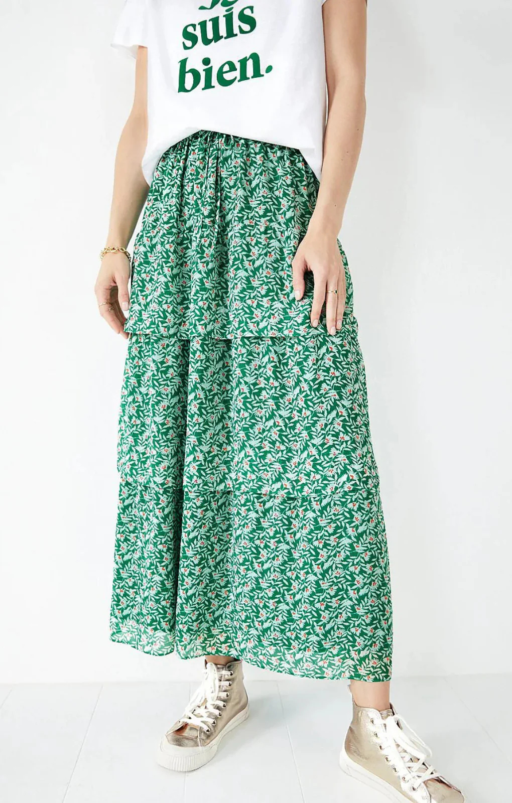 Hush Hallie Layered Skirt In Leafy Floral – skirts by Hush, available to rent from Hirestreet