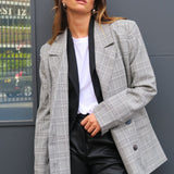 ASOS DESIGN Exaggerated Shoulder Boxy Blazer In Mono Check
