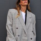 ASOS DESIGN Exaggerated Shoulder Boxy Blazer In Mono Check