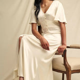 Nobody's Child Ivory Satin Bridesmaids Erin Midaxi Dress