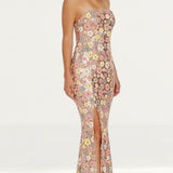 Dress The Population Janelle Floral Embellished Rose Gold Maxi Dress