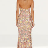 Dress The Population Janelle Floral Embellished Rose Gold Maxi Dress