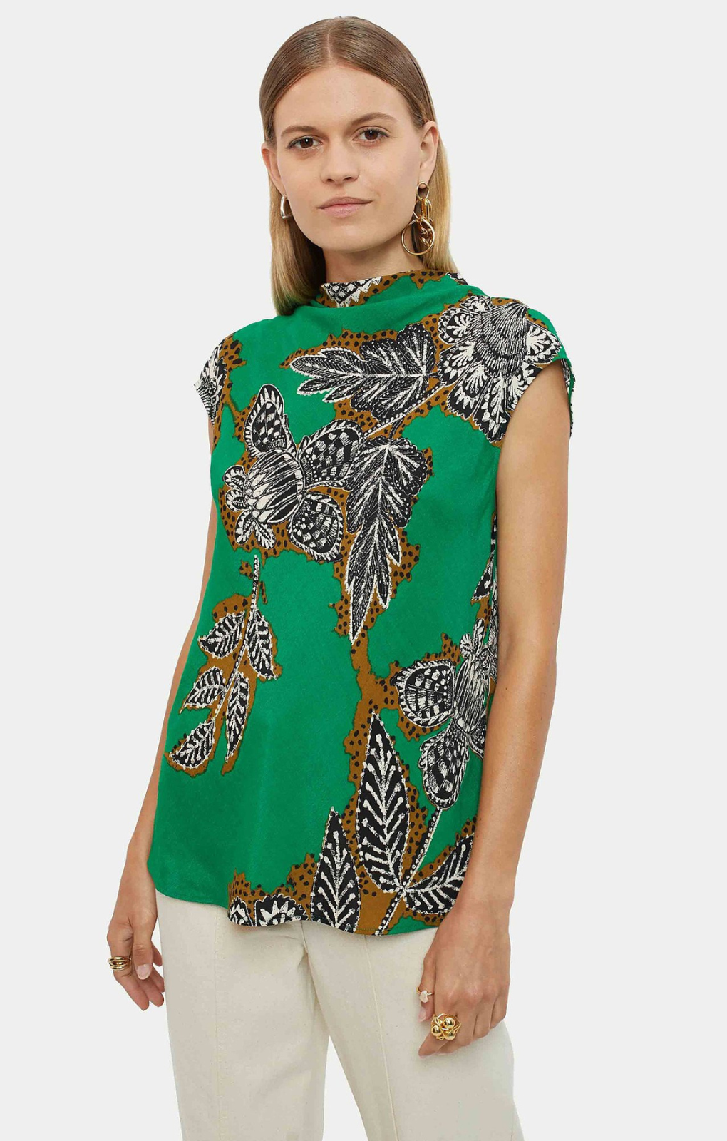 Jigsaw Block Floral Cowl Neck Top – tops by Jigsaw, available to rent from Hirestreet