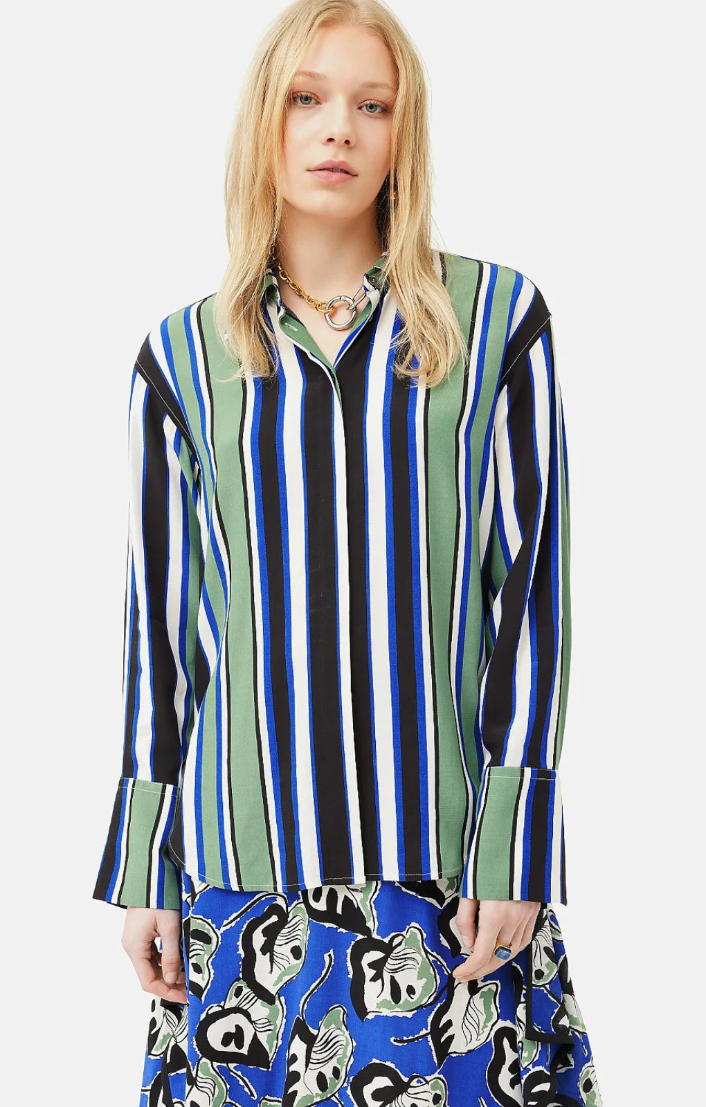 Jigsaw Collagerie Stripe Shirt – tops by Jigsaw, available to rent from Hirestreet