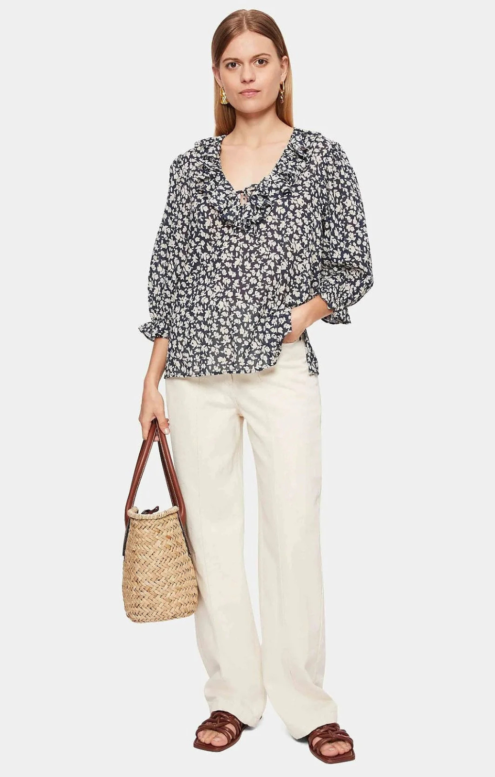 Jigsaw Cottage Ditsy Ruffle Top – tops by Jigsaw, available to rent from Hirestreet