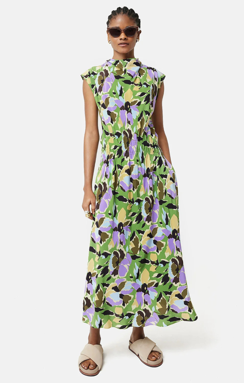 Jigsaw Graphic Pansy Cowl Neck Dress – dresses by Jigsaw, available to rent from Hirestreet