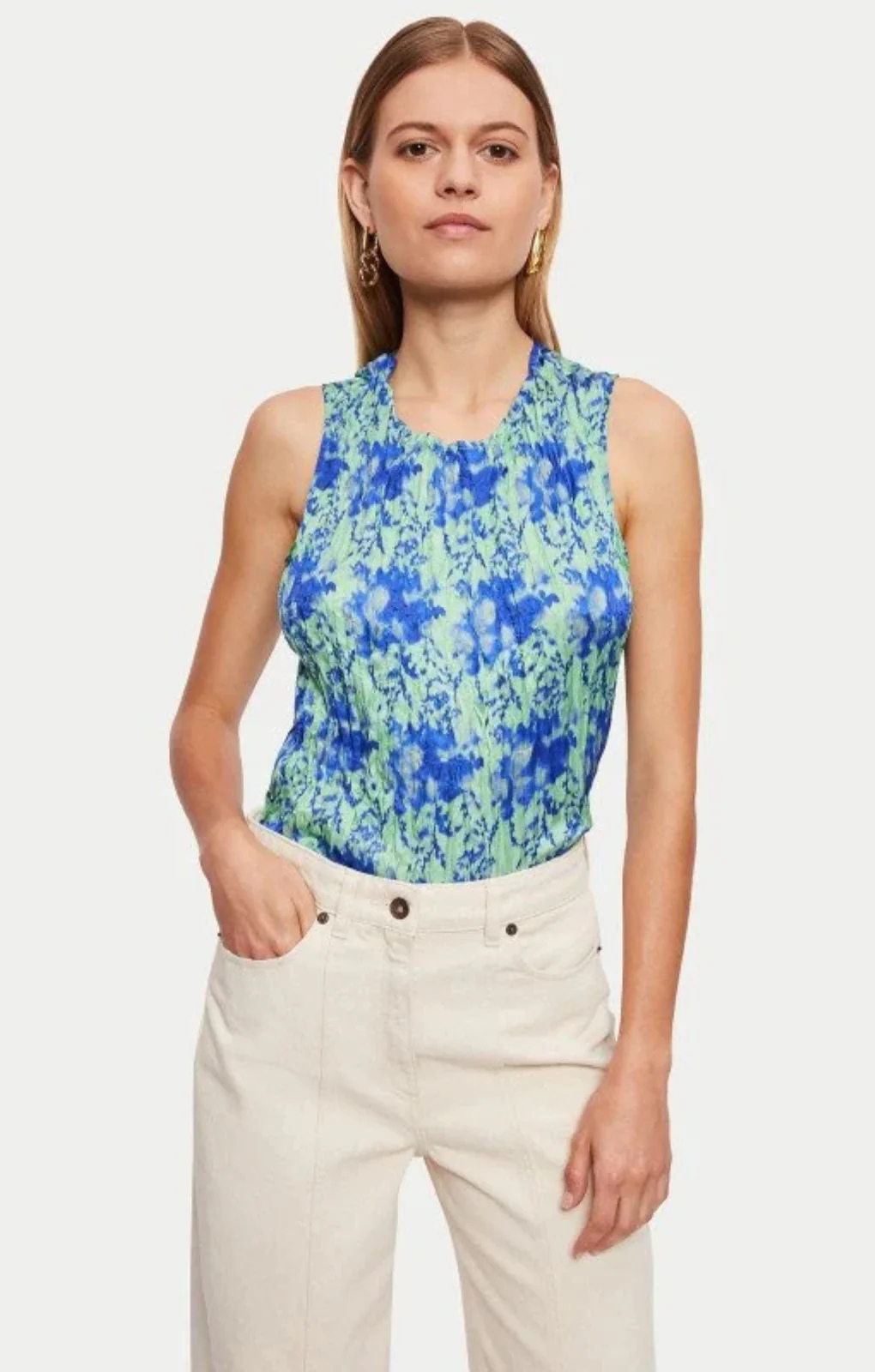 Jigsaw Tie Dye Crinkle Silk Mix Top – tops by Jigsaw, available to rent from Hirestreet