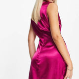 Jjxx Ruched Satin Mini Dress In Bright Pink – dresses by JJXX, available to rent from Hirestreet