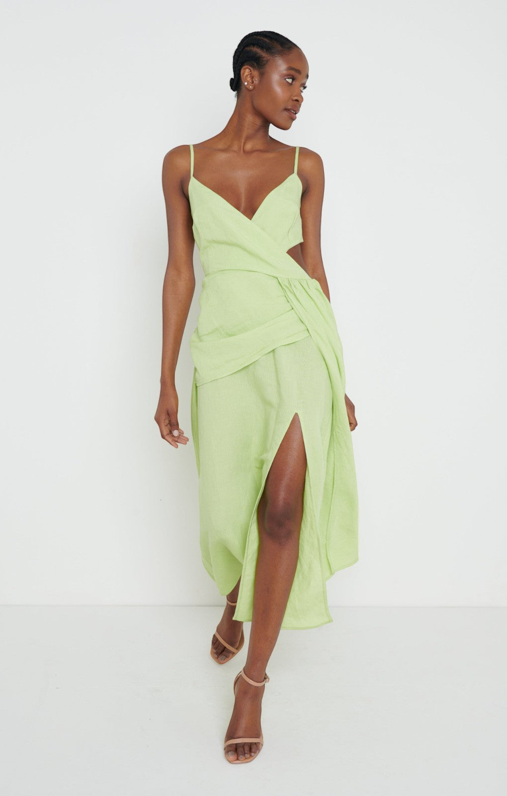 Pretty Lavish Julian Drape Green Midaxi Dress – dresses by Pretty Lavish, available to rent from Hirestreet