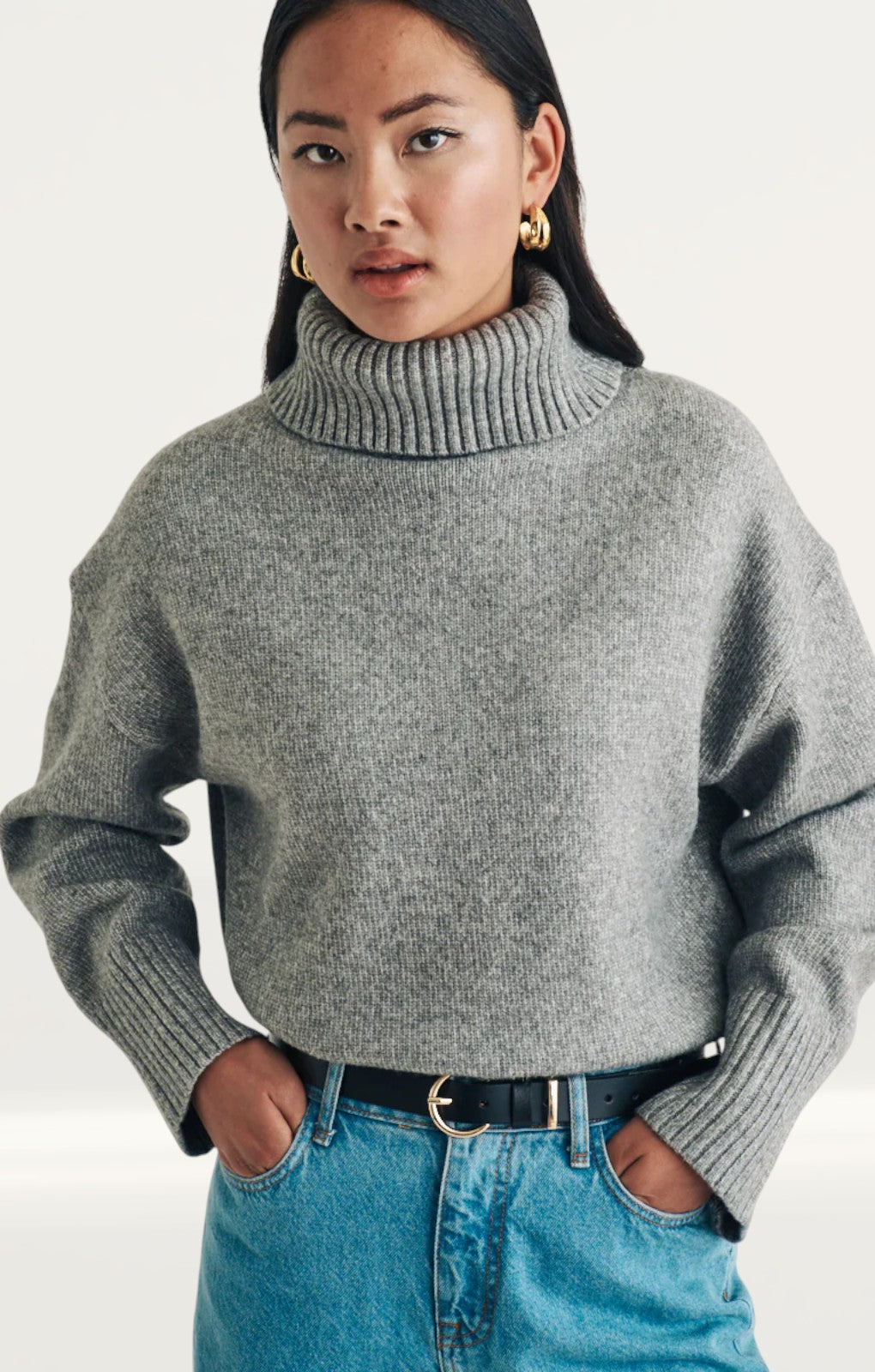 Nobody's Child Grey Knitted Roll Neck Jumper