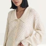 Nobody's Child Cream Collar Pointelle Wool Blend Knitted Cardigan