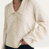 Nobody's Child Cream Collar Pointelle Wool Blend Knitted Cardigan