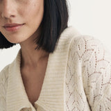 Nobody's Child Cream Collar Pointelle Wool Blend Knitted Cardigan
