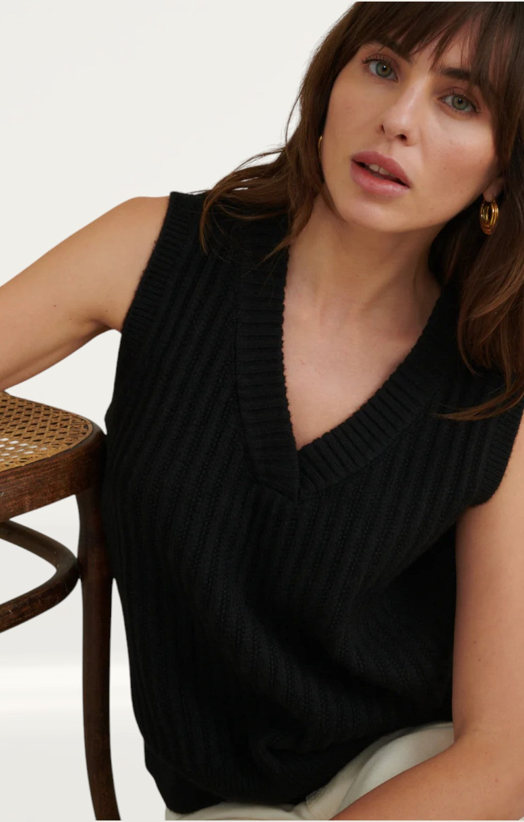 Nobody's Child Black V-neck Knitted Vest