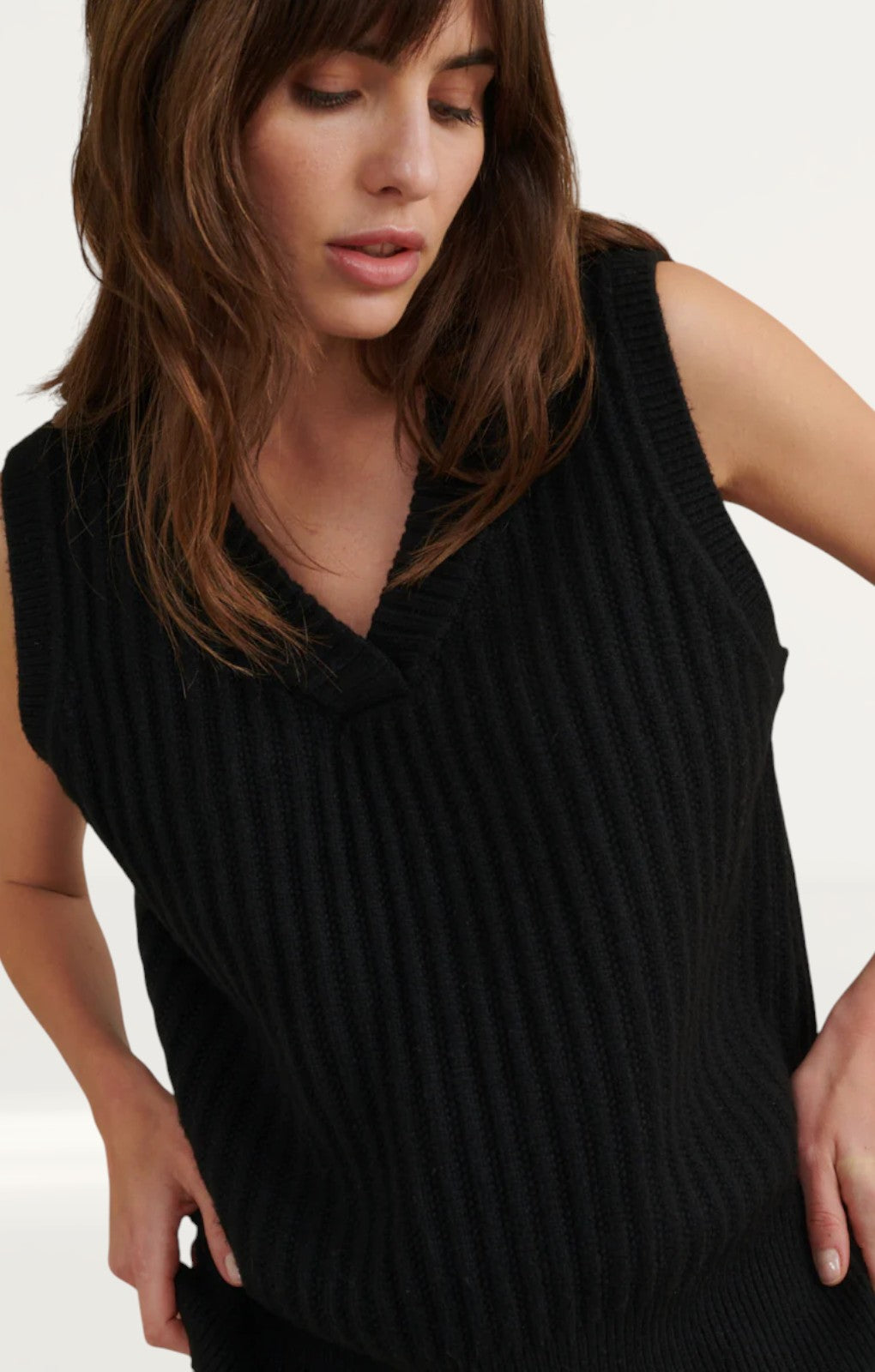 Nobody's Child Black V-neck Knitted Vest