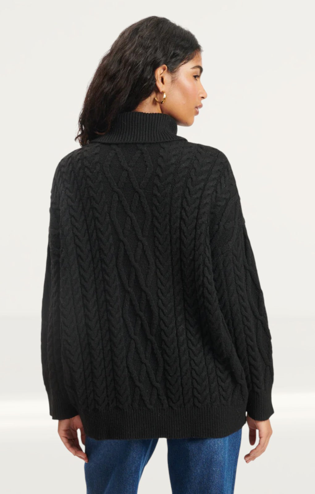 Nobody's Child Black Cable Knitted Roll Neck Jumper