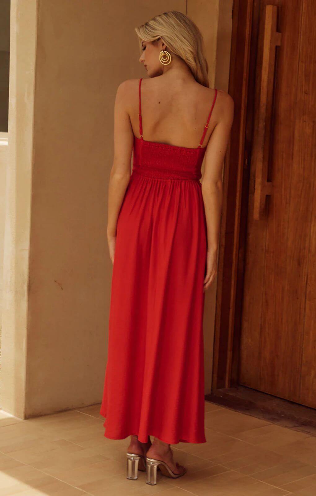Runaway The Label Kelani Luxe Red Maxi Dress