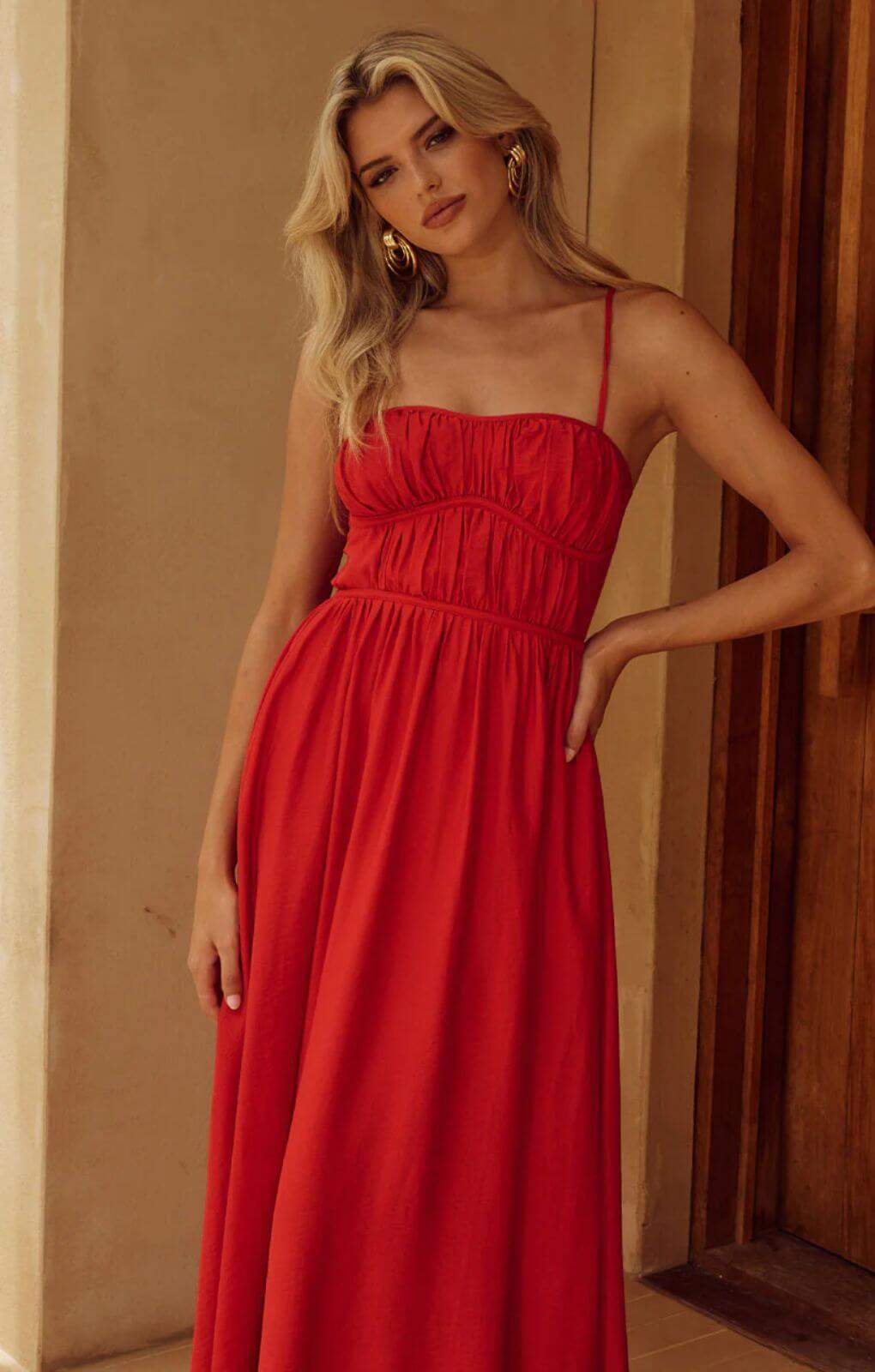 Runaway The Label Kelani Luxe Red Maxi Dress