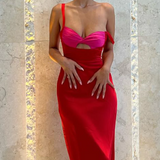 Runaway the Label Kelsi Pink & Red Cut Out Midi Dress