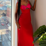 Runaway the Label Kelsi Pink & Red Cut Out Midi Dress