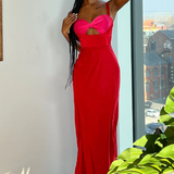 Runaway the Label Kelsi Pink & Red Cut Out Midi Dress