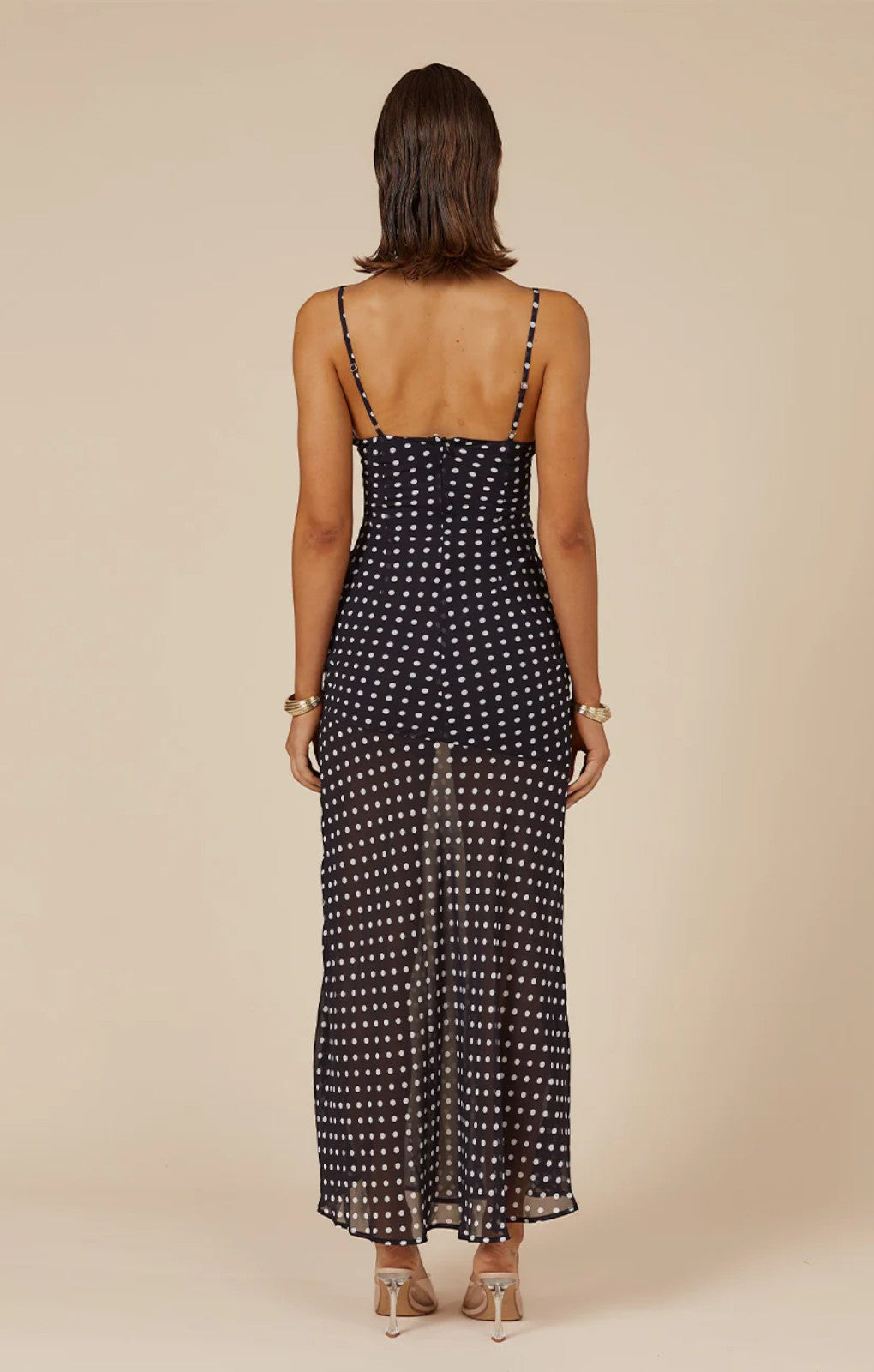 Runaway The Label Kyleah Black and White Spot Maxi Dress – dresses by Runaway The Label, available to rent from Hirestreet