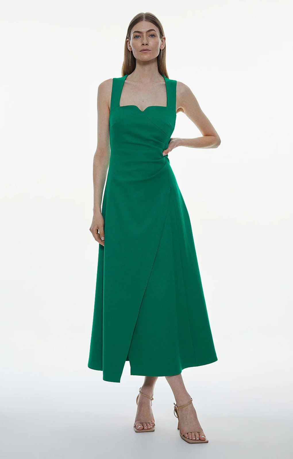 Karen Millen Structured Crepe Pleat Detail Pencil Dress – dresses by Karen Millen, available to rent from Hirestreet