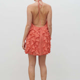 Pretty Lavish Kelsey Halter Ruffle Pink Clay Mini Dress