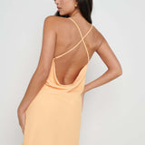 Pretty Lavish Keisha Backless Cowl Orange Mini Dress