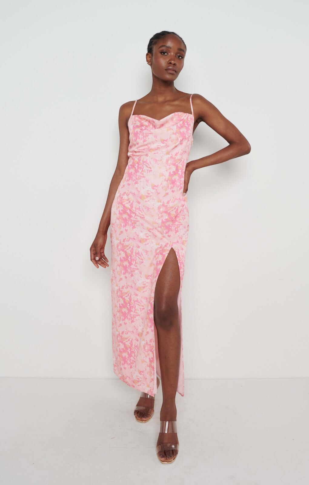 Pretty Lavish Keisha Orange/Pink Floral Midaxi Dress