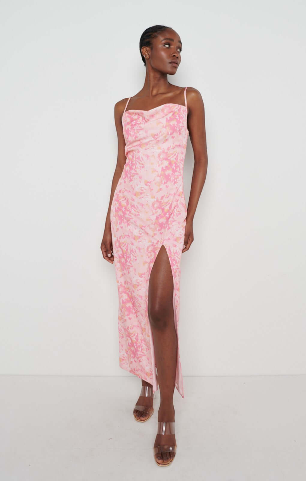 Pretty Lavish Keisha Orange/Pink Floral Midaxi Dress