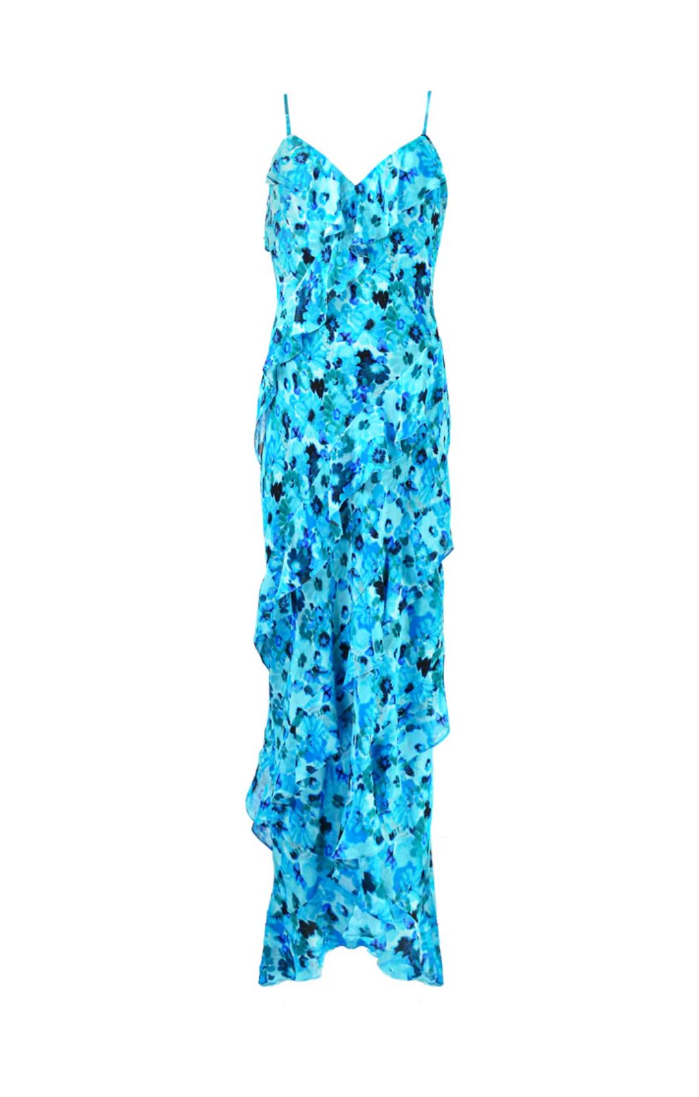 Ro&Zo Kirstee Blue Floral Print Ruffle Cami Maxi Dress