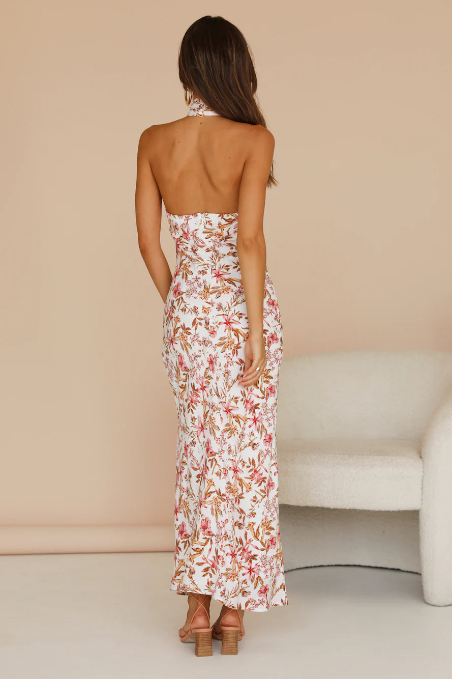 Seven Wonders White Floral Alani Halter Dress