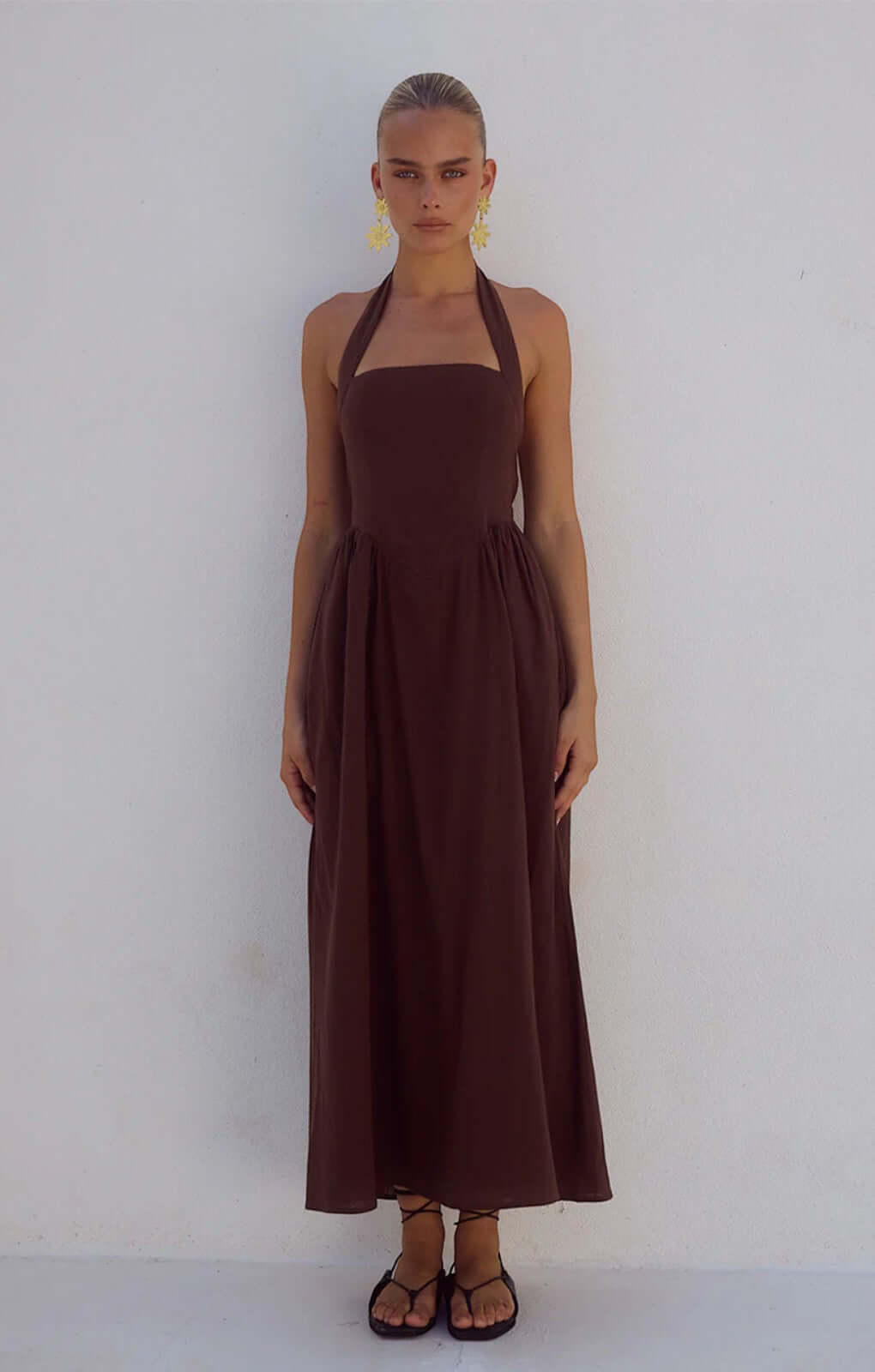 Runaway The Label Locklea Midi Dress in Chocolate