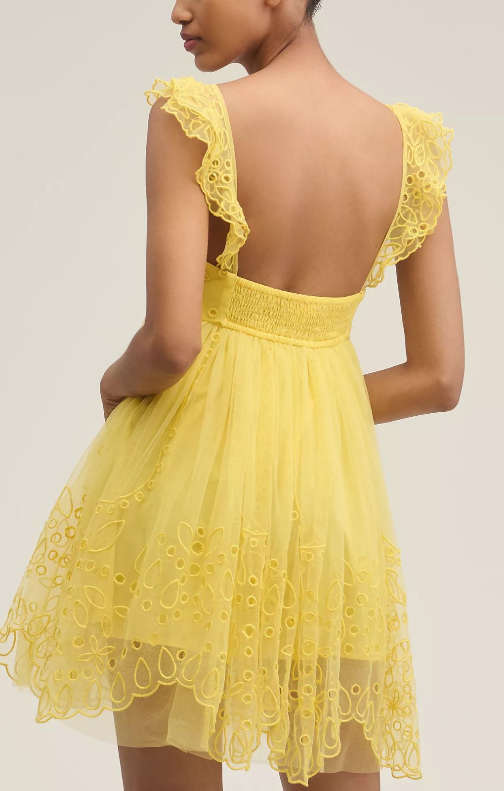 Let Me Be Eyelet Tulle Mini Dress – dresses by Let Me Be, available to rent from Hirestreet