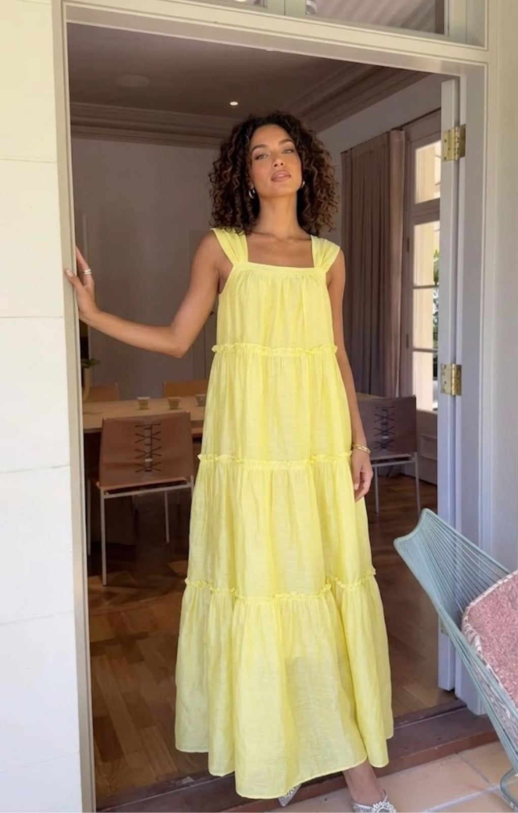 yellow lime dress Glamorous Square-Neck Tiered Maxi Red Satin Wrap Dress, PLEASE SIZE UP A SIZE FOR THIS STYLE:X-Large 14 Long lime yellow dress Colour_Silver