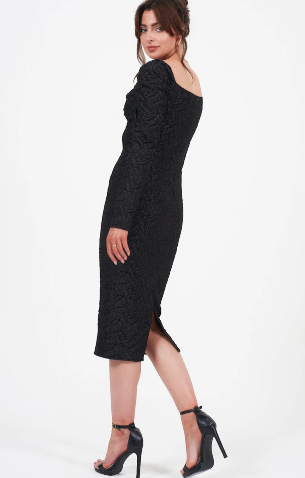 Little Mistress Black Bardot Midi Dress – dresses by Little Mistress, available to rent from Hirestreet