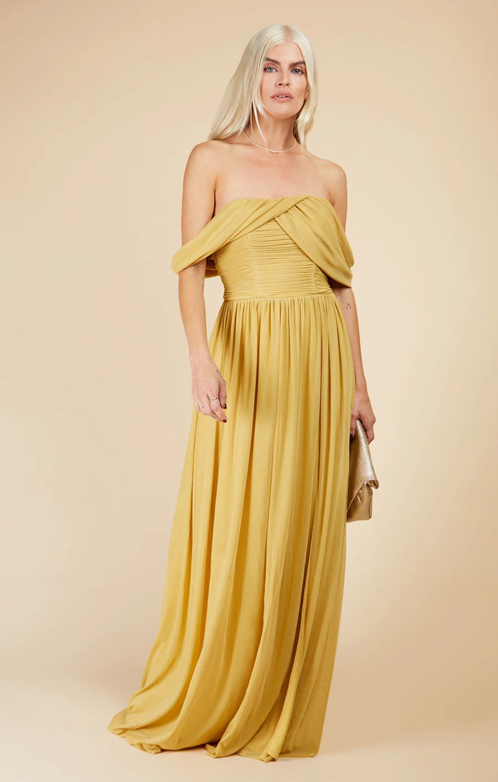 Little Mistress Draped Sleeve Maxi Dress