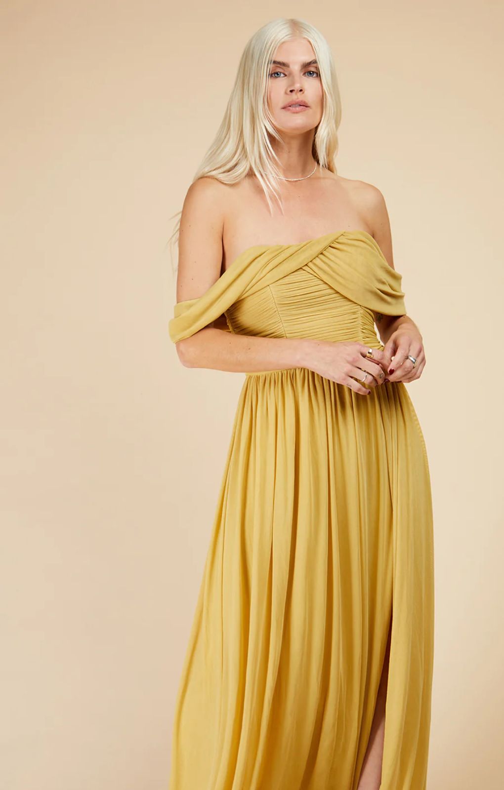 Little Mistress Draped Sleeve Maxi Dress