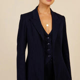 Little Mistress Navy Pinstripe Blazer Jacket