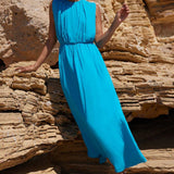 Ro&Zo Lucia Blue Gathered Waist Maxi Dress