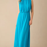 Ro&Zo Lucia Blue Gathered Waist Maxi Dress