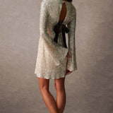 Blue Vanilla Luxe Bow Back Sequin Shift Dress