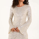 Blue Vanilla Luxe Bow Back Sequin Shift Dress