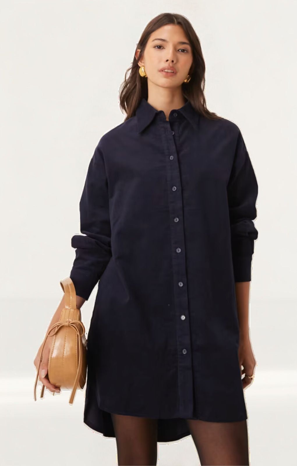 Glamorous Black Corduroy Hi-Lo Shirt Dress