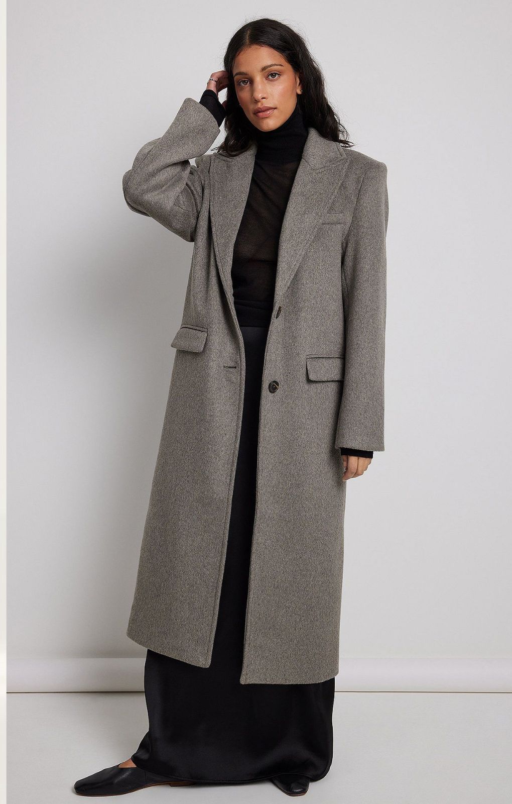 NA-KD Oversize Single Breasted Coat In Grey
